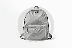 Blank grey backpack with zipper mockup, ai generated