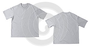 Blank grey oversize t-shirt mockup front and back isolated on white background with clipping path. photo