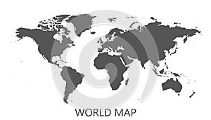 Blank grey political world map isolated on white background. Worldmap Vector template for website, infographics, design. Flat ear