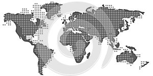 Blank grey similar World Map and dotted pattern isolated.