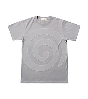 Blank grey t-shirt isolated on white background with clipping path, mock-up template for your design.