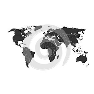 Blank Grey World map isolated on white background. Best popular World map Vector globe template for website, design, cover, annual