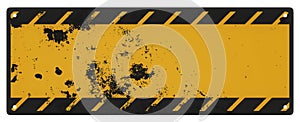 Blank grungy black and yellow caution sign isolated