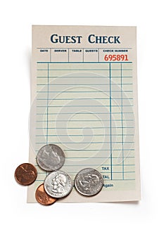 Blank Guest Check and Coin