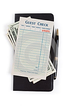 Blank Guest Check and dollar