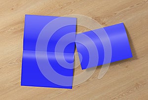 Blank half-folded flyer leaflet