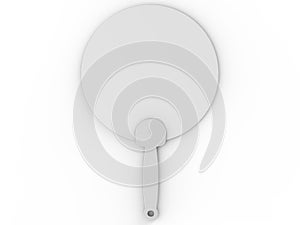 Blank Hand Held Plastic Fan for branding. 3d render illustration.