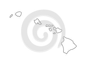 Blank Hawaii vector map silhouette illustration isolated on white background.
