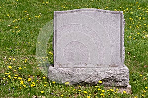 Blank headstone in cemetery