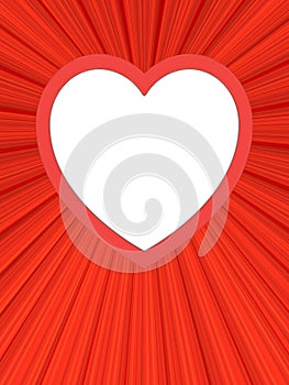 Blank heart shaped frame on red background