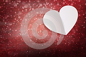 Blank heart white gift card on a many red rose with water drop. Valentine