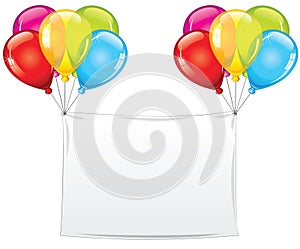 Blank Holiday Birthday Banner with Balloons