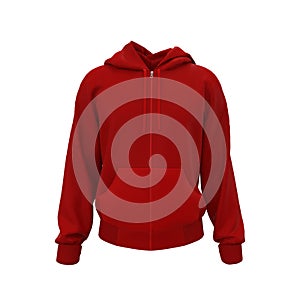 Blank hooded sweatshirt, men's hooded jacket with zipper for your design mockup for print, isolated on white  background, 3d