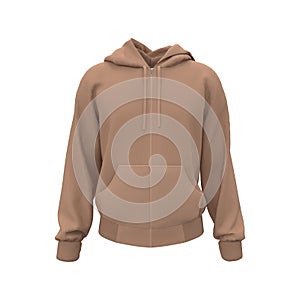 Blank hooded sweatshirt, men's hooded jacket with zipper for your design mockup for print, isolated on white  background, 3d