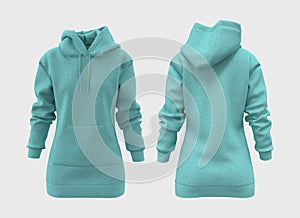 Blank hooded sweatshirt mockup for print, 3d rendering, 3d illustration