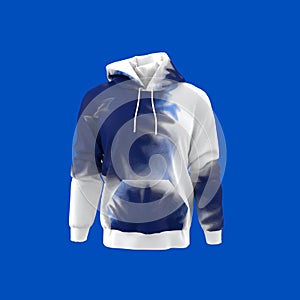 Blank hooded sweatshirt mockup for print, isolated on white background, 3d illustration