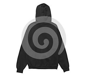 Blank hoodie sweatshirt color black back view