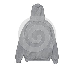 Blank hoodie sweatshirt color grey back view