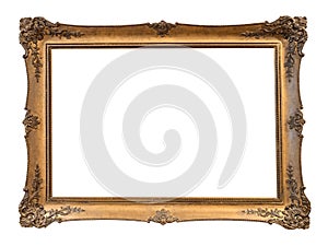 Blank horizontal old baroque picture frame cutout