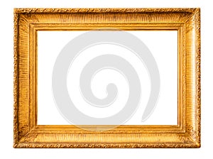 Blank horizontal old wide golden picture frame