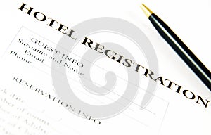 Blank hotel registration form