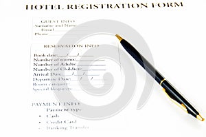 Blank hotel registration form