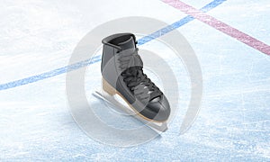 Blank ice rink surface black skate background mockup, top view