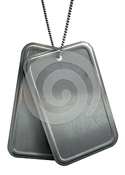 Blank Identity Dog Tags Hanging photo