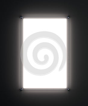 Blank illuminated white poster mockup