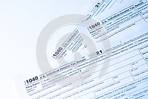 Blank income tax forms. American 1040 Individual Income Tax return form