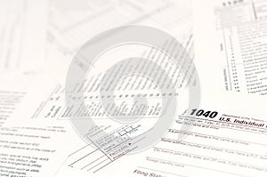 Blank income tax forms. American 1040 Individual Income Tax return form