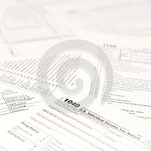 Blank income tax forms. American 1040 Individual Income Tax return form