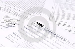Blank income tax forms. American 1040 Individual Income Tax return form