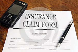 Blank insurance claim form