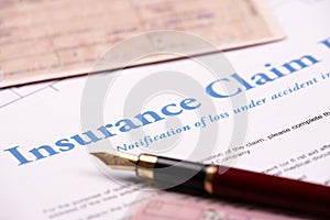 Blank insurance claim form