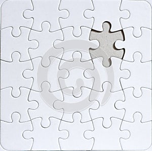 Blank jigsaw puzzle with missing puzzle piece