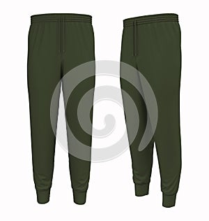 Blank joggers mockup in front and side views. Sweatpants.