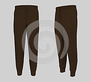 Blank joggers mockup, front and side views. Sweatpants.