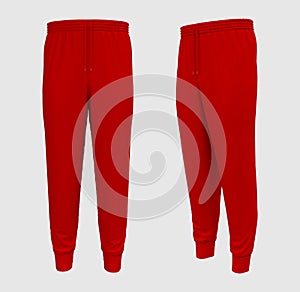 Blank joggers mockup, front and side views. Sweatpants photo