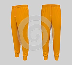 Blank joggers mockup, front and side views. Sweatpants. photo