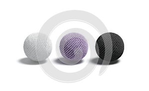 Blank knitted black, white and purple ball mock up set