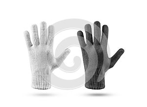 Blank knitted winter gloves mockup set, black and white