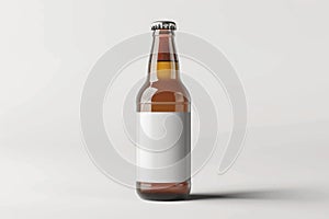 Blank Label Beer Bottle on Minimalist White Background