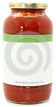 Blank Label Jar of Spaghetti Sauce photo