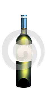 Blank label wine bottle isolated on white