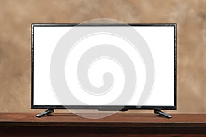 Blank Large Screen TV With Copy Space On Table