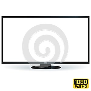 Blank LCD LED TV with White Screen. Vector Illustration
