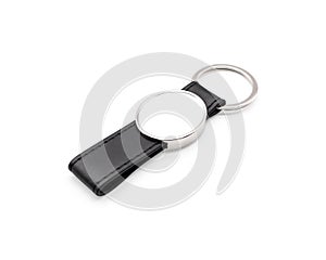 Blank leather key chain on isolated background with clipping path