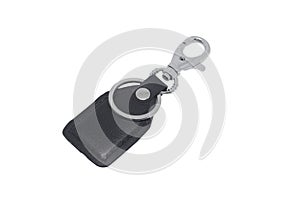 Blank leather key chain isolated on white background with clipping path.