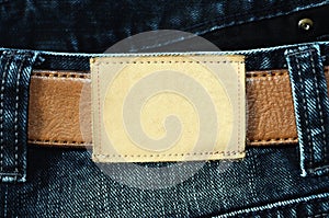 Blank leather label of jean